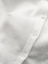 Sailor Collar Unbalanced Button Ribbed T-Shirt