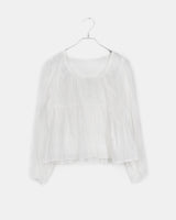 Gummy Stripe Button Round Neck Blouse