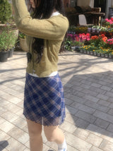 Blooming Chek Banding Mini Skirt