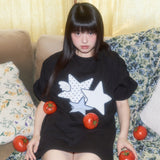 ミックススターエンジェルパッチTシャツ (ブラック) F25QB117