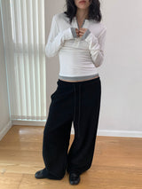 texture cotton sweat banding pants