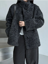 High neck boucle half coat(4color) 