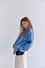 SHIRRING BLEACHED DENIM SHIRT