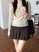 Ribbon One Shoulder Knitwear (4 colors)
