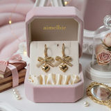 Coquette Laced Ribbon and Heart Huggies Piercing - Gold Color