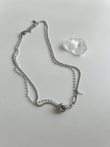 um Pearl Stainless Steel Two Lines Hip Bold Ball Layered Short Choker Wedding Necklace