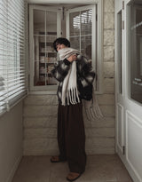 Luden wide pin tuck wool slacks