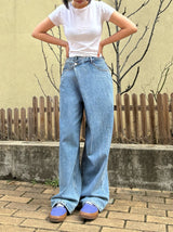 WRAP WAIST WIDE FIT DENIM PANTS code 18104