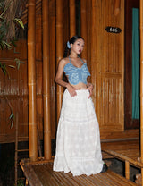 Butterfly Denim Backless Tube Top