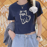Pixel Meow Short-Sleeved Cropped T-shirt