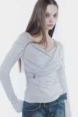 ソフトドレープオフショルダートップ light grey
