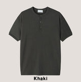 Koiz henley neck wrinkle short sleeve t-shirt