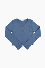 Bane stripe henley crop tee