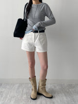 Boatneck Button Loose Fit T-shirt