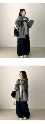 [Short & Basic Selection*] Ig Back Pocket Balloon Fit Raw Fabric Denim Wide Pants