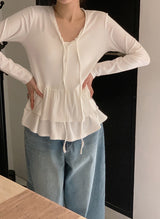 #Ribbon Strap Layered Tiered Cardigan (3color)