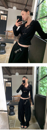 Pure Fake See-Through Two-Piece Long Sleeve T-Shirt