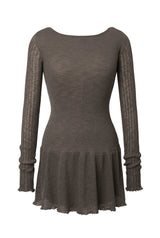 Scoop knit dress - brown