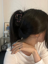Stone heart hair-clip (black)