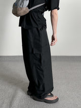 Color string wide cargo pants