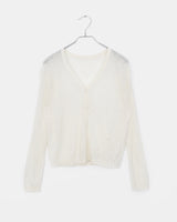 Dab see-through V-neck two-way button cardigan