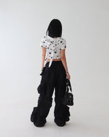 Rabbit ears Star star cropped short-sleeved hoodie