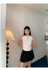cat lace bow sleeveless tee