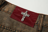 TIE SPRAYED BOOT CUT SUEDE PANTS