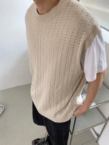Punching knit round vest 2C
