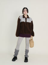 Femme Flower Pattern Quilted Fleece Long Sleeve T-Shirt (Button Detail)