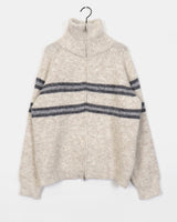 Laporte Line Stripe Two Way Knit Zip-Up