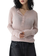 Nata Henley Neck Ribbed Knit Top