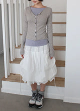 COLOR BUTTON RIBBED CARDIGAN