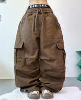ウォッシュドパラシュートプリーツカーゴパンツ🖤🩶🤎🤍 - 4カラー