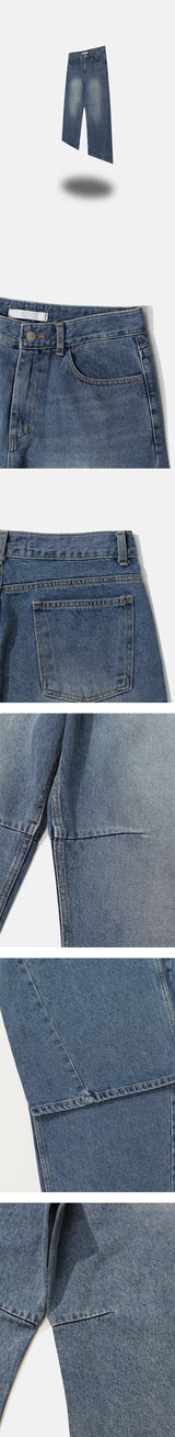 [Unisex] Hive curve line denim pants(2color)