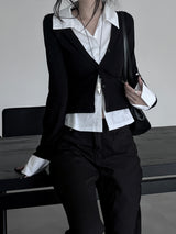 basic shirt レイヤードカーディガン (2color)