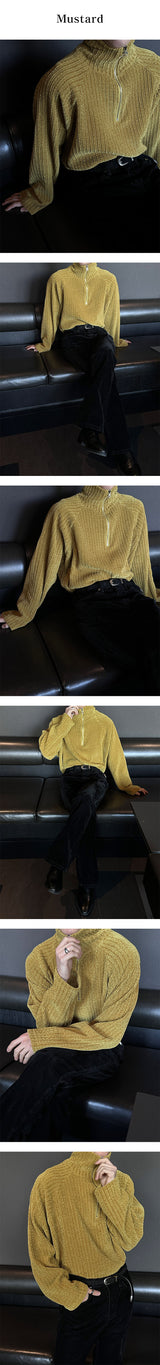[PROMOTION] ベルベットハイネックハーフジップアップ(4color)