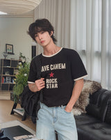 ロクドン スター レタリング リンガー Tシャツ