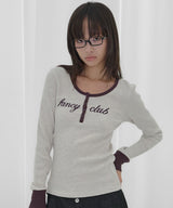 HENLEY NECK WAFFLE LONG SLEEVE (OATMEAL) F26QB046