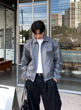 Waini Crack Two-Way Semi-Over Leather Jacket