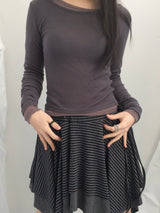 stripe ribbonline wave skirt