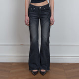 C DIAGONAL SEAM BOOTS-CUT DENIM PANTS_BLACK