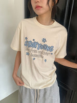 ネジュ プリンティング ルーズフィット ショートスリーブ ティー