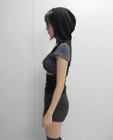 TWIST HALF SLEEVE HOODIE (NAVY)