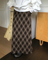 [ORIGINAL] Nouve Check Long Wool Skirt