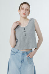 ワッフルスリーブレス_MELANGE GRAY