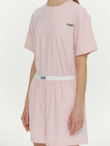 (Unisex) エッセンシャルストレッチフィットハーフスリーブパジャマセット　ピンク