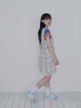 ボタンダブルスリーブT (ブルー)
