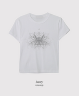 CT モダルプリント半袖クロップTシャツ (4color)