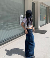 (Unisex) バックボタンデニムパンツ